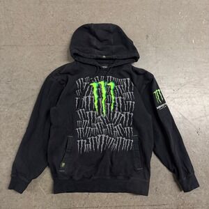 Monster Energy Hoodie Mens Medium Black Unleash the Beast Graphic Pullover Logo